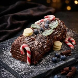 Chocolate Yule Log Cake